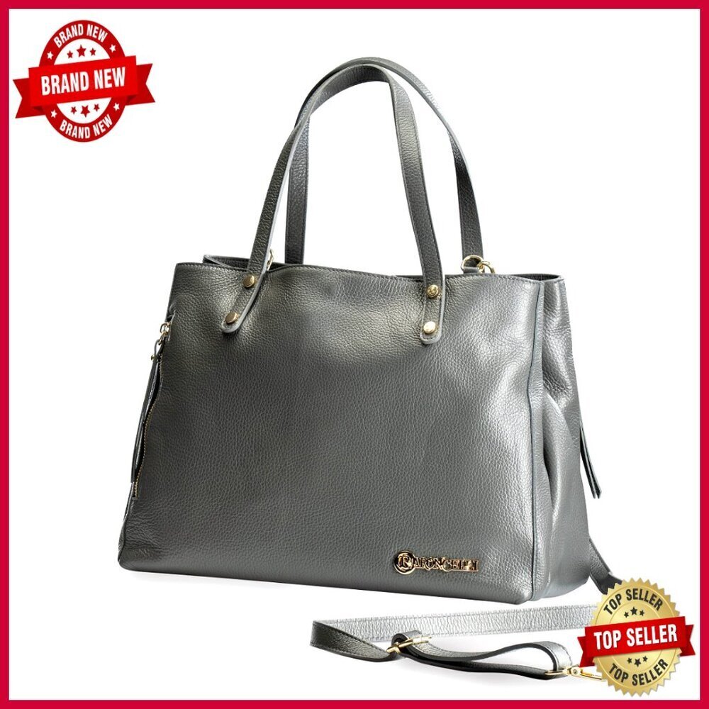Large Genuine Italian Leather Tote Bag with Adjustable Strap